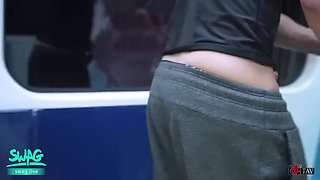 Busty Asian Babe Squirts on Subway While Passengers Watch