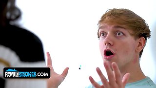 Chesty curvy stepmom Penny Barber gets facial cumshot from hung sonnie