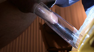 Vacuum suck ropes of cum from guys cock