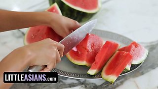 Tiny asians - honey moon demonstrates her perfect Big Boobs and round booty before hardcore her boyfriend