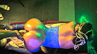 Skyveiw Sexy Ebony Stripper Takes Huge BBC Soggy Style by the Bar N Squirting