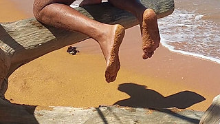 Ladysilva crossdress on the beach in panties what a hot ass