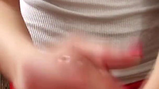 Waitress slut pantyhose handjob, footjob