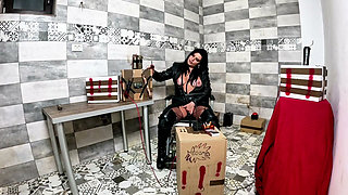 Dominant Leather MILF in Cold Room. Smoking, BDSM Boots, Cigar and Boom Orgasm