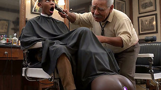 The barbershop is becoming famous because of the new female employees (AI-generated)