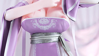 [mmd] Weak Sound Sent Bright Moon Purple Ancient Style Hanfu Big Tits Exposed Small Pussy White Tiger