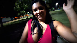Nicoly Mattos Flashing Hairy Pussy and Big Tits in Square