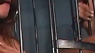 Blonde Dominatrix Trains Her Caged Submissive Slave