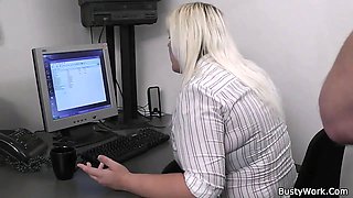 Blonde secretary suck and fuck at work