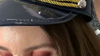 Sailor Girl Brook Logan Fucks Her Creamy Pussy with a Glass Dildo - Solo Masturbation in White Stockings & Knickers (4k)