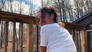 Beautiful big titted teen outdoor masturbation
