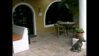 Two Hot Busty MILFs Ass Fucked and Cummed in Mouth by Huge Cock by the Pool