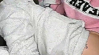 Cute Girl in Cozy Pajama Knows How Warm up Better