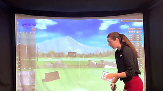 Trying to Golf in a Simulator with My Lush in! Trying Not to Cum While I Swing!