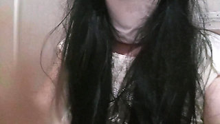 I'm peeing with my little sissy penis and squeezing the head of my penis