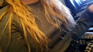 Blonde Big Tits POV: Public Airplane Handjob and Blowjob