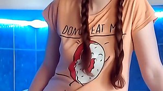 Sexy Redhead Teen with ponytails and freckles naked on webca