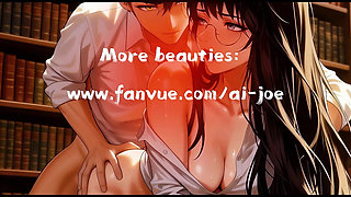 Gap Moe Glasses Beautiful Woman, the Private Study Session in the Library Super Temptation Episode 2 Ai-generated