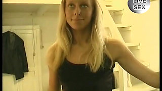 Blonde teen masturbates and gets jizzed on her nice tits