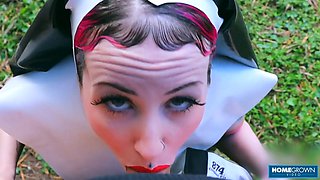 Sister Lady Lazarus Indulges In A Blasphemous Outdoor Cock Lust