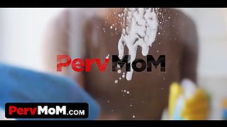 Busty cougar Allesandra Snow satisfies stepson and lets him jizz
