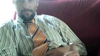 Amateur Bear Daddy Jerks Off in Suit