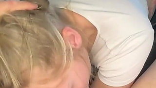 Deep Throat Blowjob in Leather Pants with Swallowing Finish in the Car