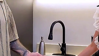 Boss with Double Asks His Employee to Pour Very Sexy and Then Fill Her Pussy with Milk