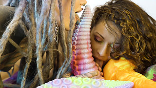 Lesbians Go EXTREME Massive Anal Gaping with Insane Toys in Neon Fishnets!