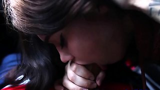 Big-Titted Teen Babe Thanks with a BJ and Handjob
