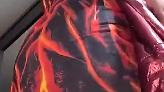Red Nylon Jumpsuit Fetish Cameltoe Tease, Deep Blowjob and Cum on My Downjacket