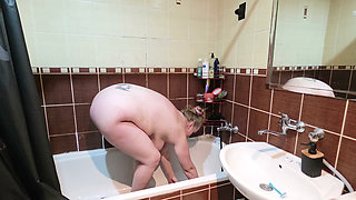 Hot Shower - Busty Chubby Girl Showers and Shaves in the Bathroom with a Spicy Ending