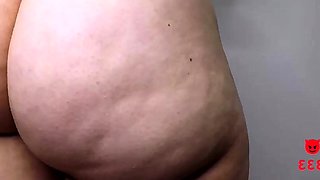Quickie in the bedroom with spunk on the ass of the