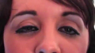 Cum Slut Jane Berry in Hot Glory Hole Threesome Fucks Two Big White Cocks