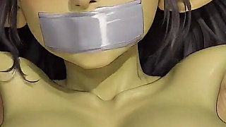 Female Gobling Taped and Tied Bondage