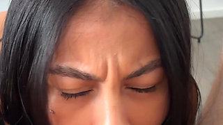 SHE SAID FUCK MY MOUTH - Sexy Brunette Swallows Big Dick Whole and Gives Extreme Rimjob in POV