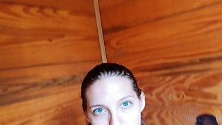 Mature brunette amateur giving a great POV blowjob