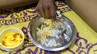 When we were alone at home, I ate with my stepsister