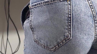 MILF Secretary in High Weist Jeans Teases Her Nice Butt