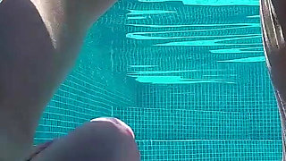 Sex in the Pool in Greece, with a Rambone Dildo and a Big Underwater Cumshot