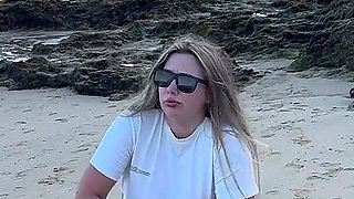 Peeing in Tight Jeans on the Beach