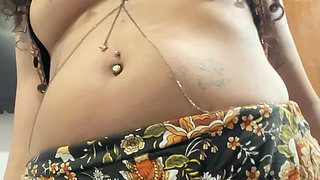 Latina Arabian Goddess with her Hairy Pussy Under Boho Skirt (Teasing)