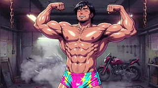 Ai Muscular Men Mechanic Garage