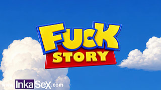 PARODY TOY STORY XXX - Horny toys Woodick and Bos FuckYear end up fucking Yesie while Andy is not home.
