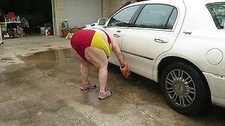 Sexy Mature bbw redhead  Nurse Vicki washes her car!