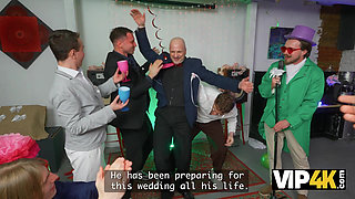 VIP4K. Will the Groom guess where his Bride's Boobs are?