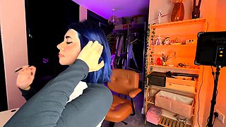 Cute amateur brunette naughty in solo jerking show on camera
