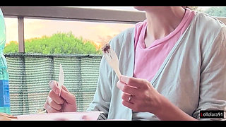 Italian Couple Blowjob Under Table After Eating Deep Creampie POV