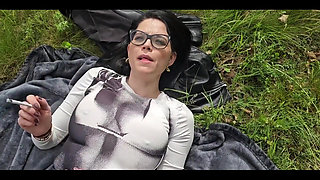 Smoking on the Grass and Show My Boobs on the Sun