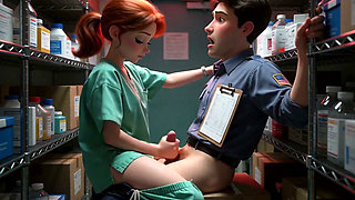 The blowjob-giving nurse, famous among doctors and nurses, relieves them during their shifts (AI-generated)
